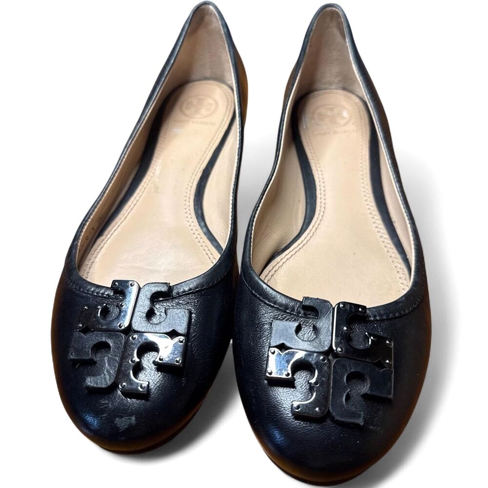 Tory-burch Women's Black Ballet-shoes Comfort Flats TB Emblem